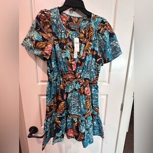 NEW Anthropologie Floral Dress - Blue and Orange pattern. Super flattering SP